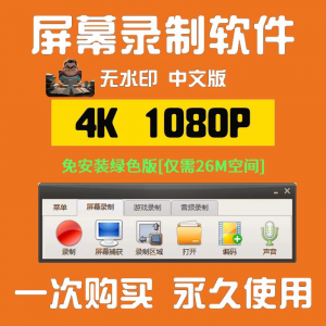 电脑高清1080P录屏录制软件屏幕视频声音录像工具4K无水印mp4格式-淘宝虚拟仓