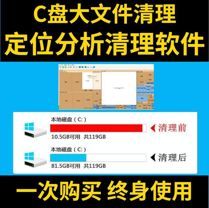 C盘清理电脑系统盘磁盘硬盘垃圾清理工具软件大文件系统软件D瘦身-淘宝虚拟仓