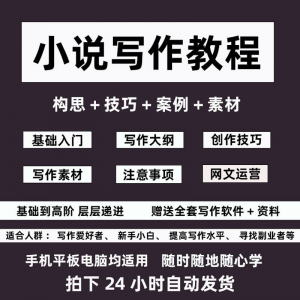 【虚拟电商货源】零基础小说写作教程网文新手创作技巧自学入门视频课素材大纲-知享资源网