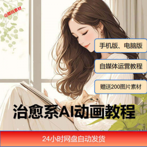 治愈系AI插画动画视频制作教程课程素材自媒体运营小白学习必备-淘宝虚拟仓
