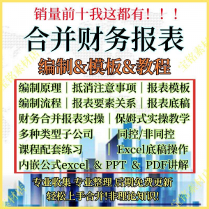 企业合并财务报表编制及分录抵销实操技巧与现金流量表模板课程-鱼渣资源