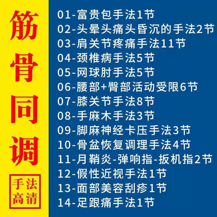 筋骨同调祛痛术活动受限手法富贵颈椎颈肩肘腰膝关节疼痛手法素材-淘宝虚拟仓