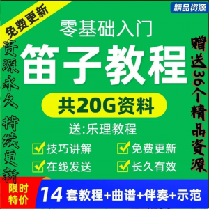图片[1]-零基础笛子教程自学入门进阶视频初学者教学成人儿童学竹笛教材全-淘宝虚拟仓